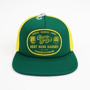 Mad Engine Cheech and Chong Best Buds Bakery Green Yellow Trucker Hat Mesh
